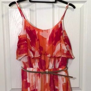 Calvin Klein Fiery Ruffle Dress Spaghetti Straps